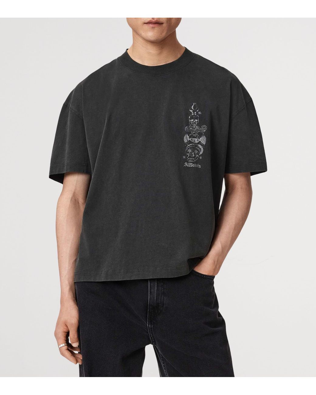 AllSaints Black Organic Cotton Ignis T-Shirt for men