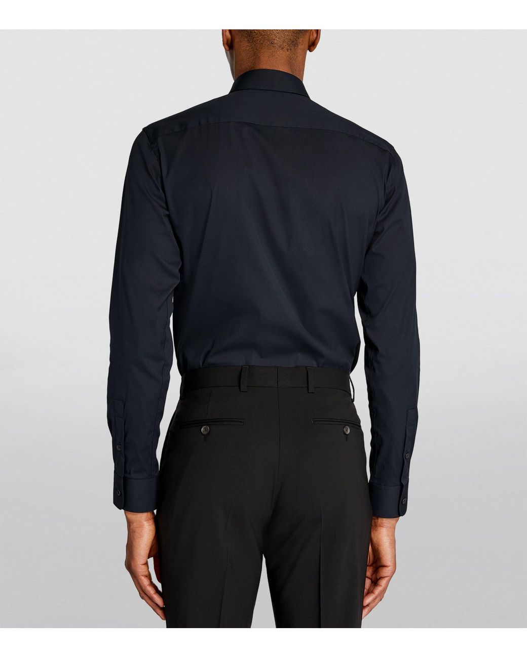Sandro Blue Cotton-Blend Point-Collar Shirt for men