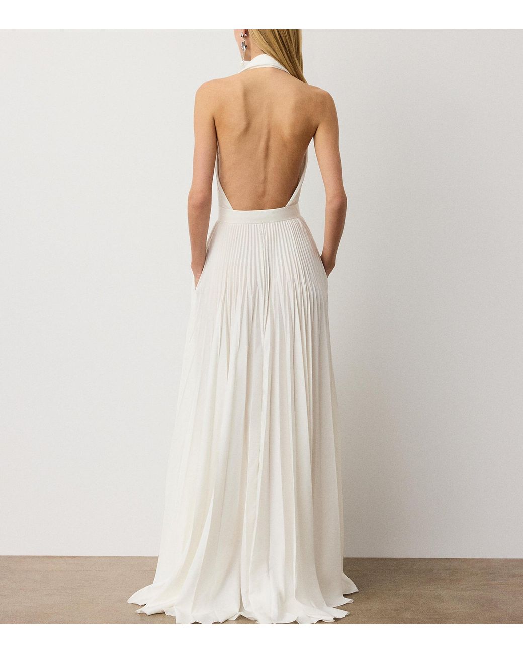 Ralph Lauren White Pleated Eldred Maxi Dress