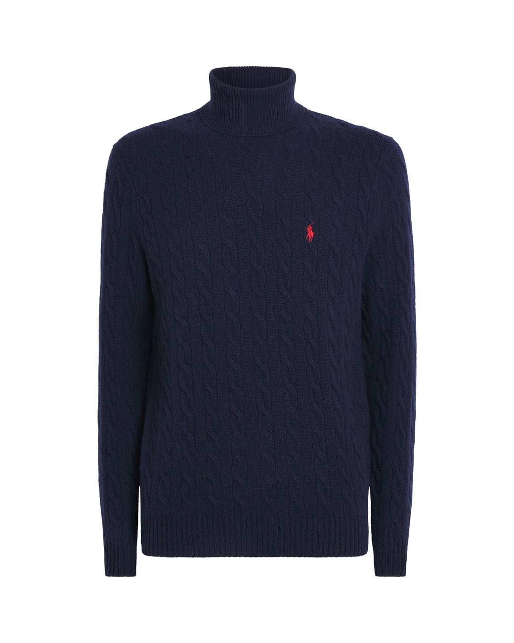 Polo Ralph Lauren Blue Wool-Cashmere Cable-Knit Rollneck Sweater for men