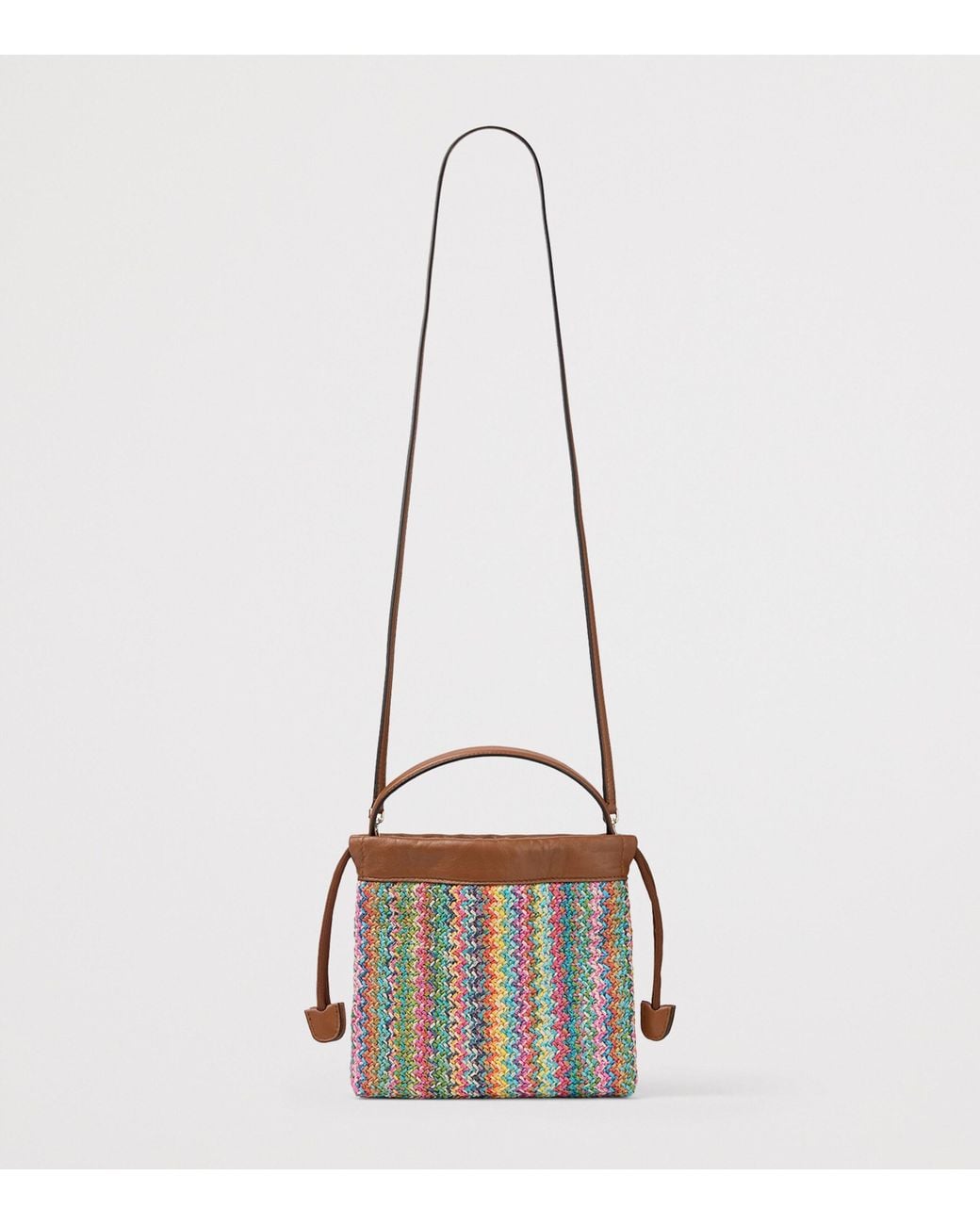Jimmy Choo Blue Raffia Drawstring Pouch