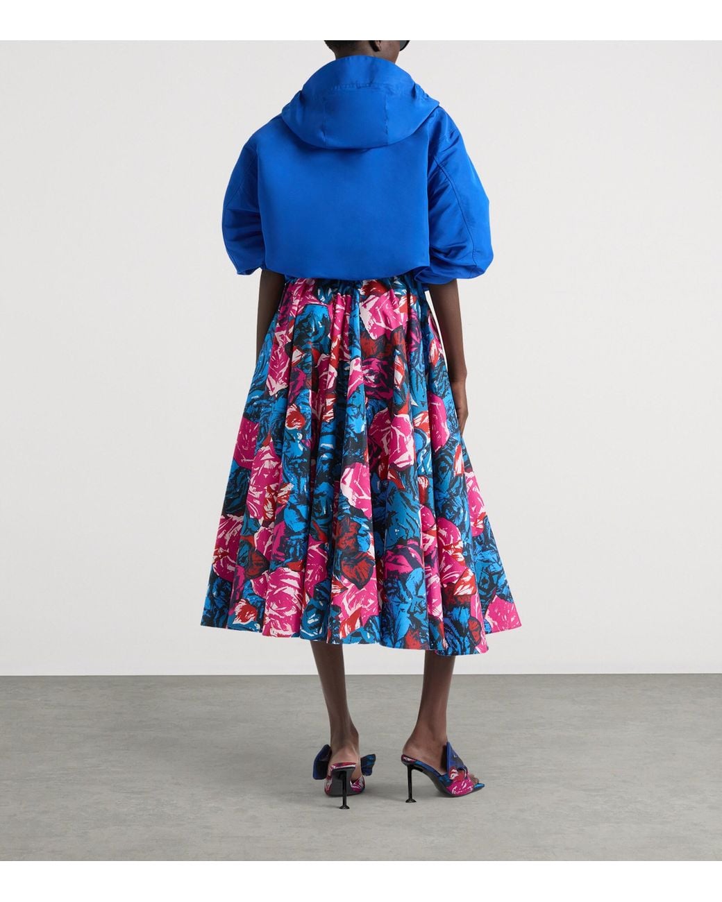 Givenchy Blue Cotton Floral Midi Skirt
