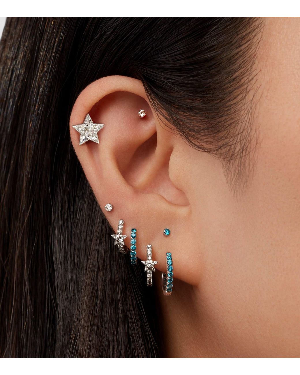 Maria Tash Metallic Diamond Star Eternity Hoop Earring