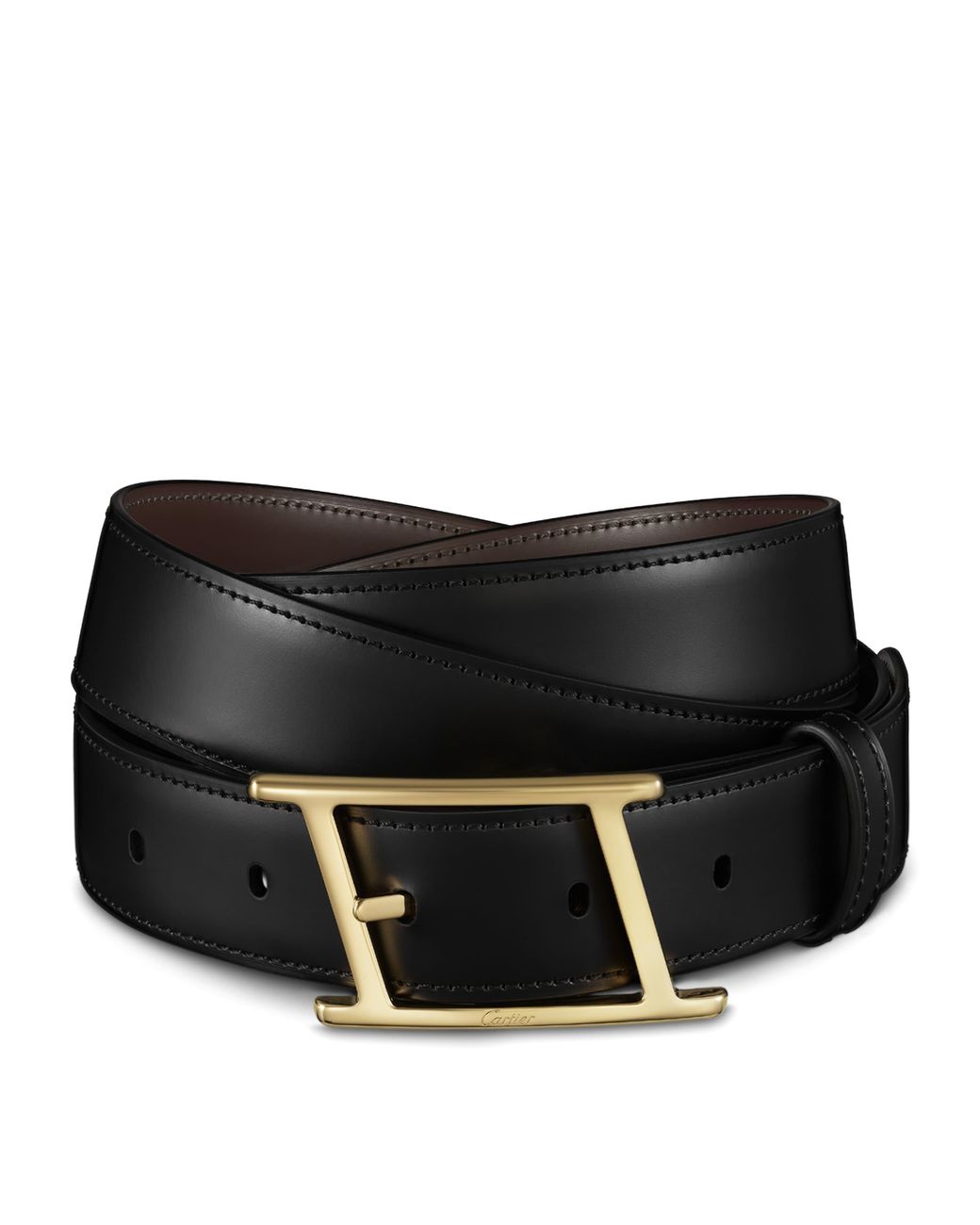 Cartier Black Leather Tank Asymétrique De Belt for men