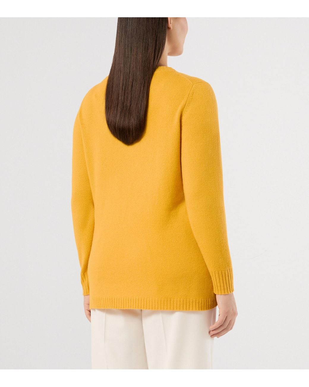 Marina Rinaldi Yellow Cashmere V-Neck Sweater