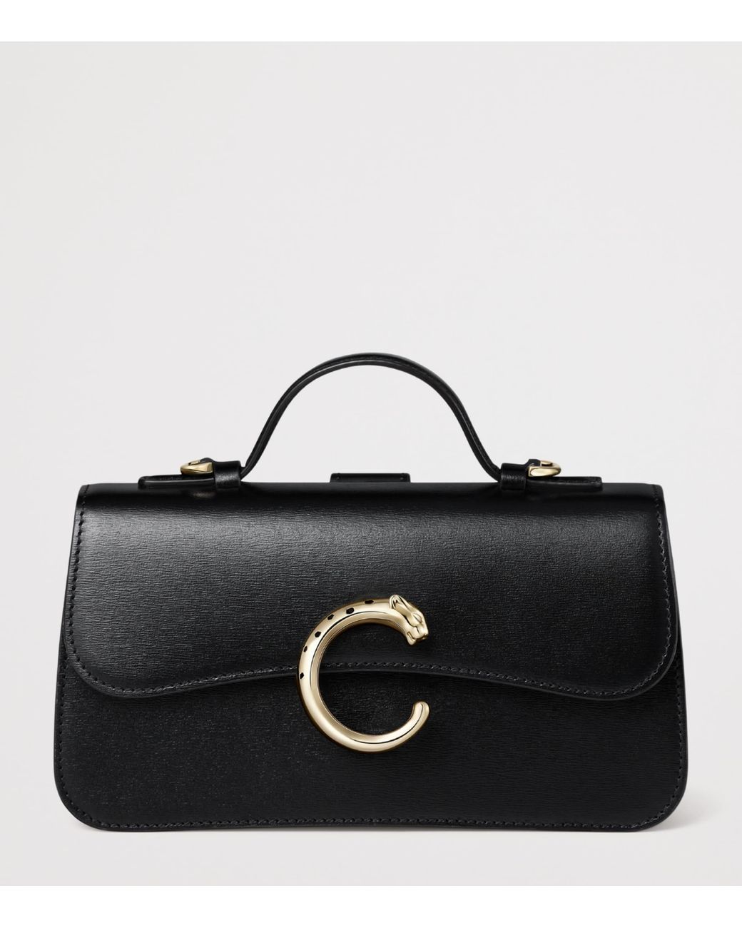 Cartier Black Small Leather Panthère De Top-Handle Bag