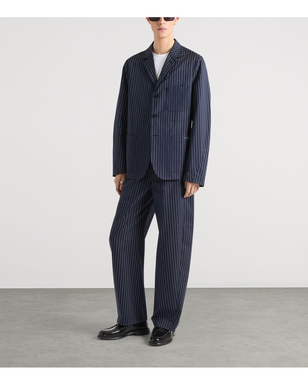 Givenchy Blue Stripe Couture Seam Trousers for men
