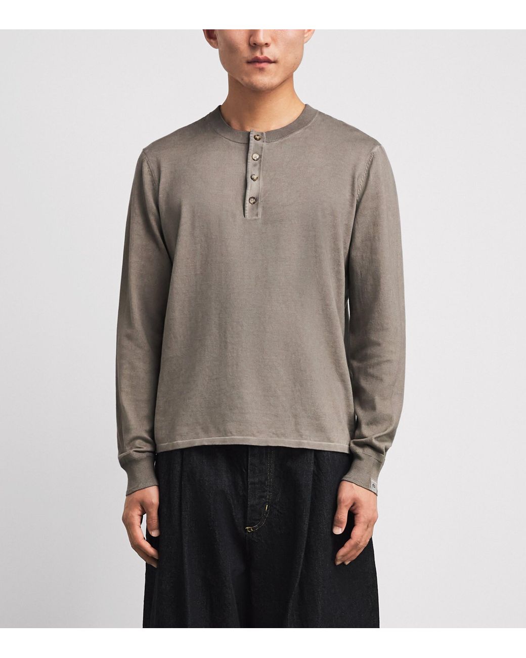 Rag & Bone Gray Supima Cotton Henley T-Shirt for men
