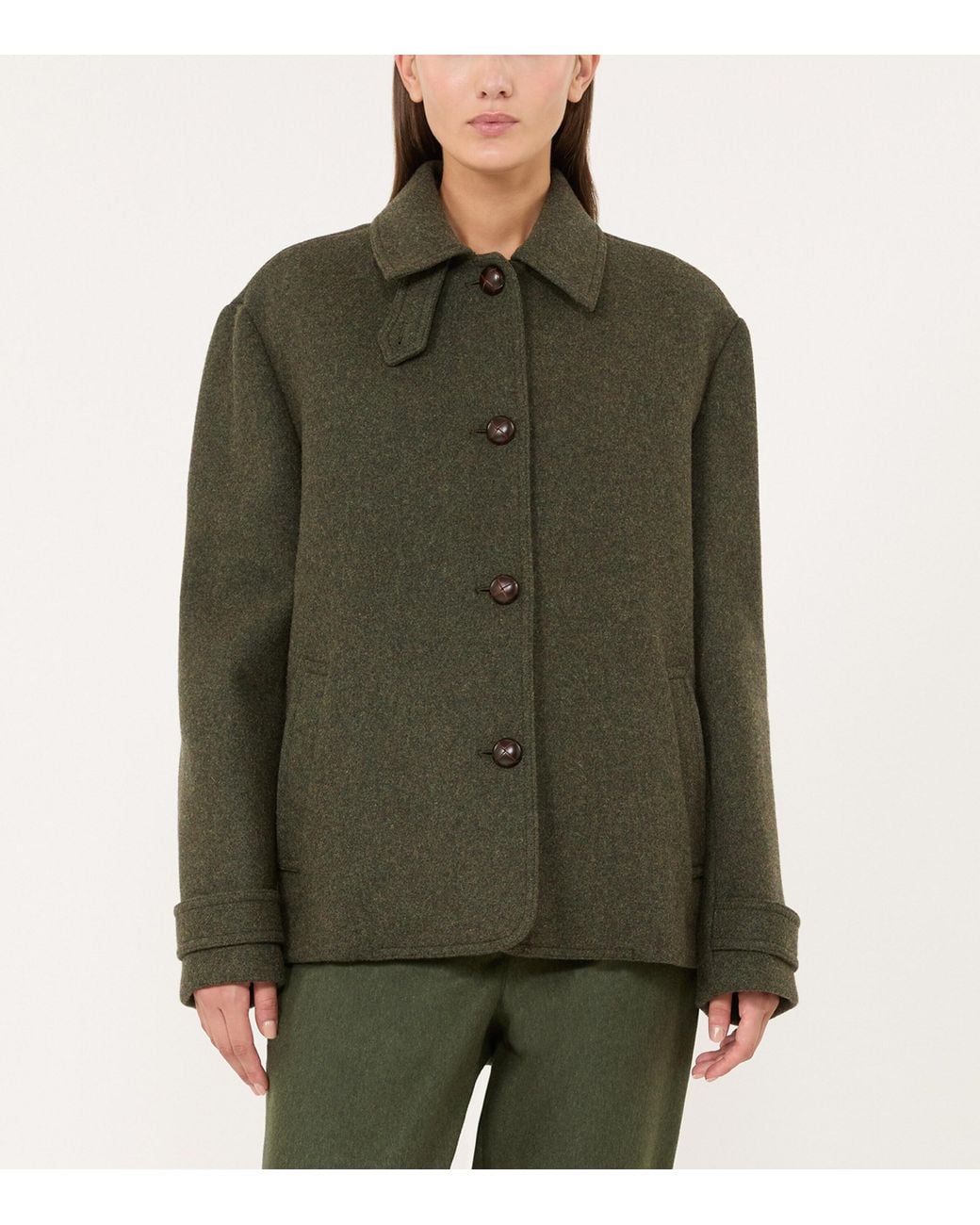 Weekend by Maxmara Green Virgin Wool-Blend Coat