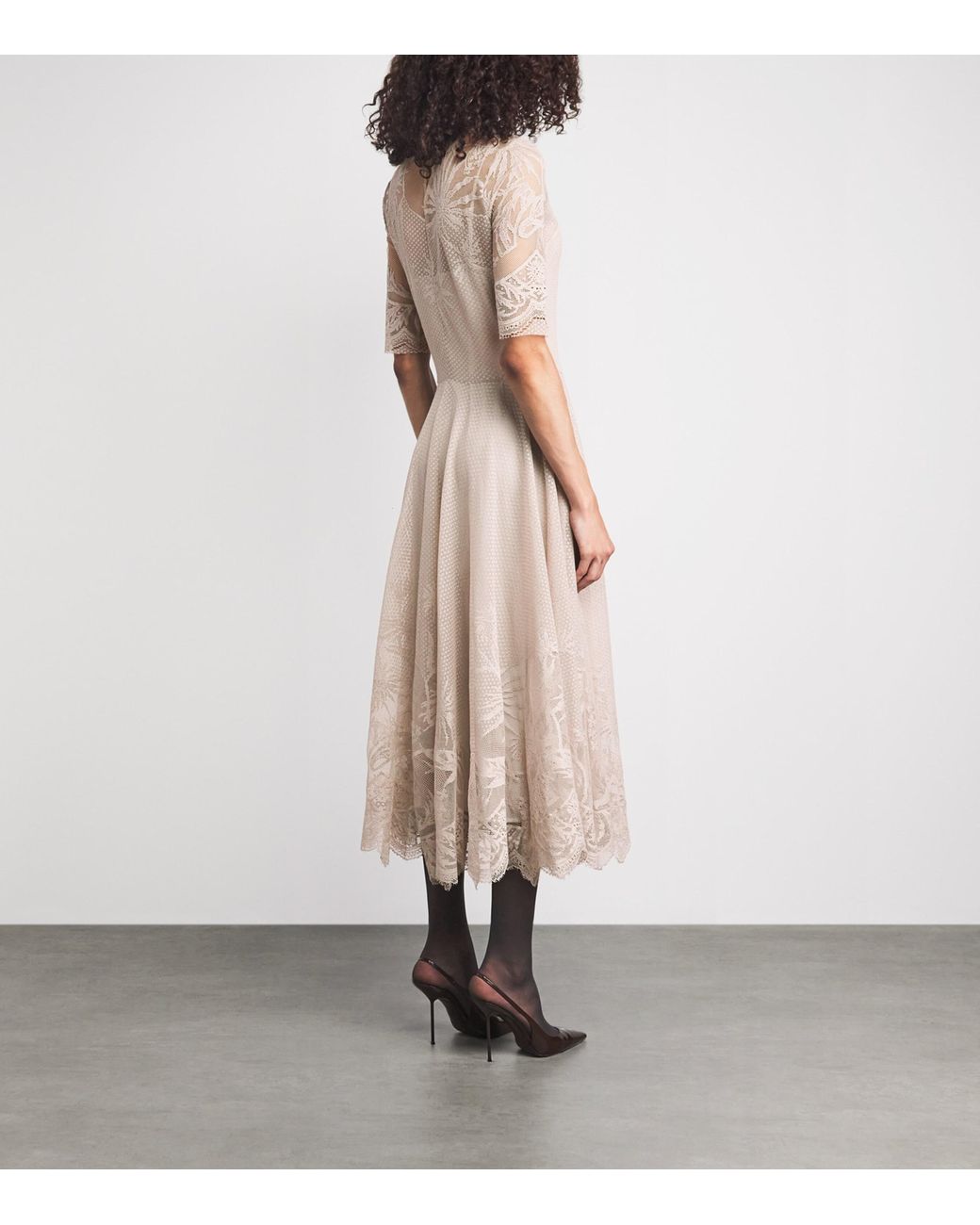 Fabiana Filippi Natural Lace Jacquard Midi Dress