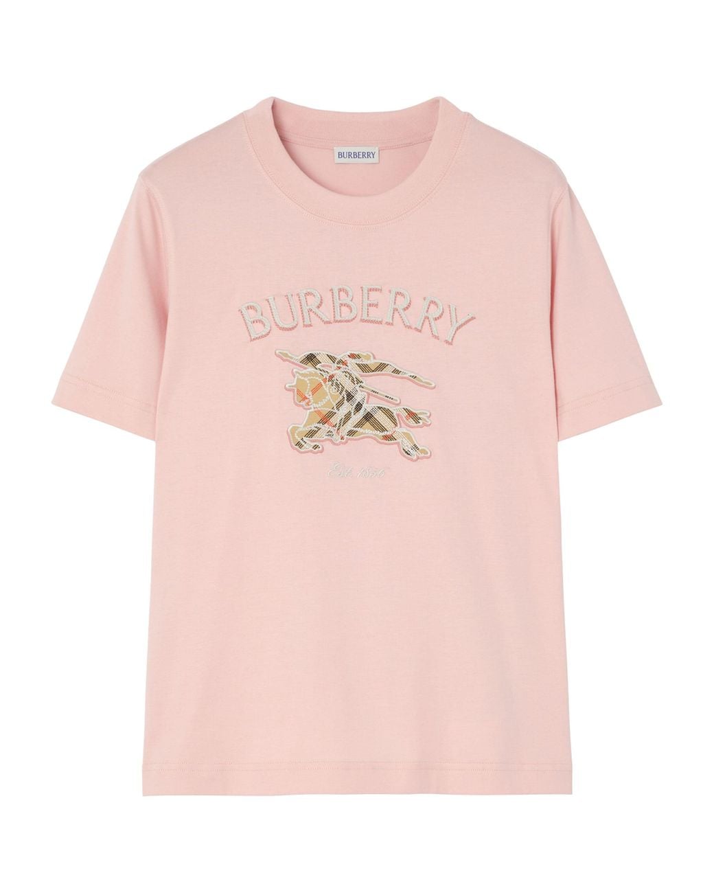 Burberry Pink Cotton Check Ekd T-Shirt