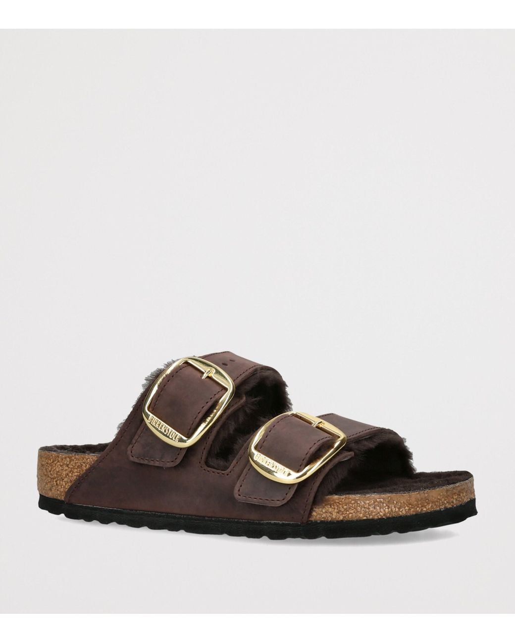 Birkenstock Brown Suede-Shearling Arizona Sandals