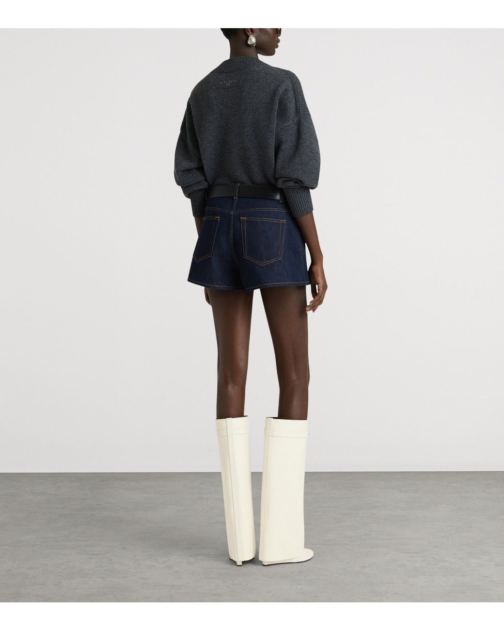 Givenchy White Leather Shark Knee-High Boots
