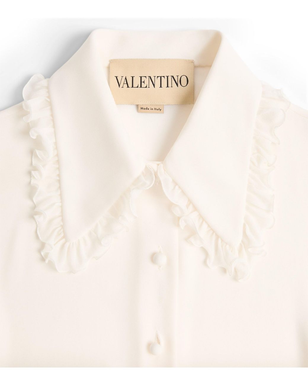 Valentino White Silk Frilled Shirt