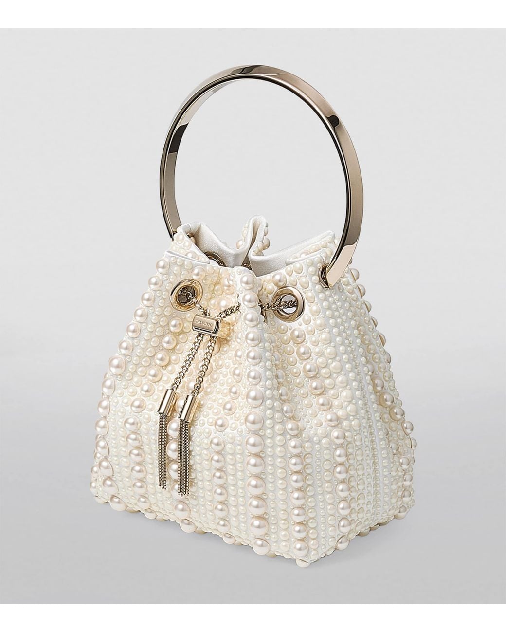 Jimmy Choo White Pearl Bon Bon Top-Handle Bag