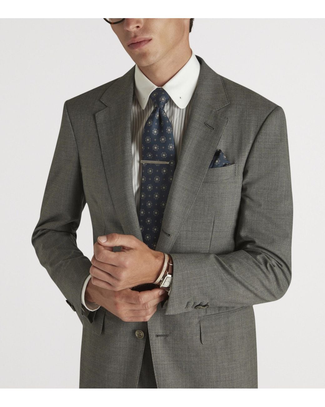 Dunhill Gray Wool-Cashmere Bourdon Blazer for men