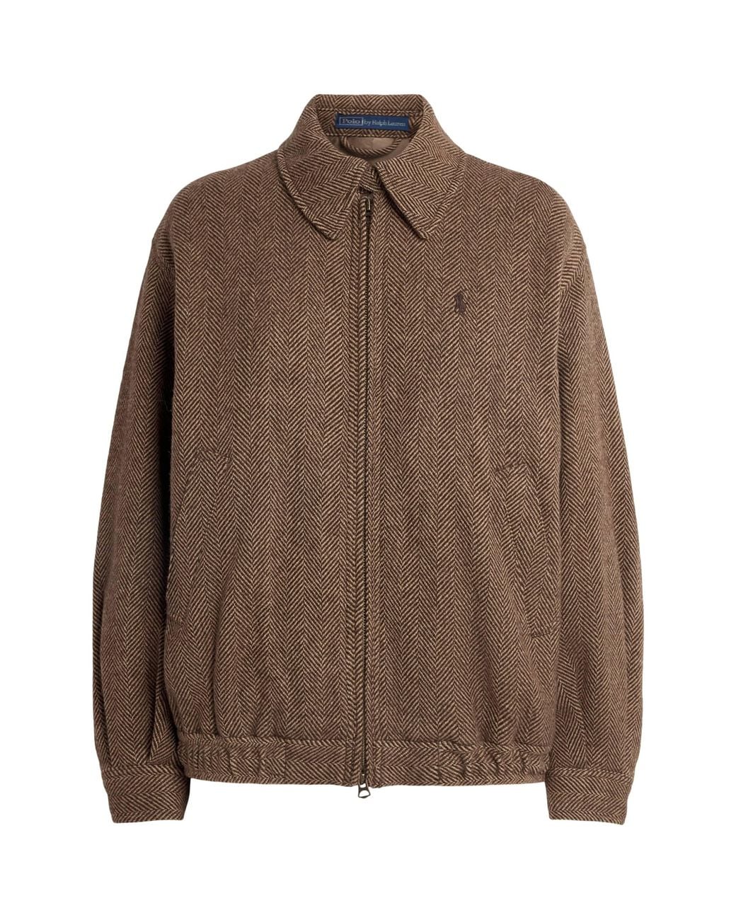 Polo Ralph Lauren Brown Wool Herringbone Bomber Jacket