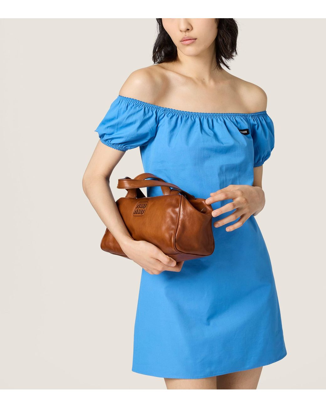 Miu Miu Blue Cotton Poplin Mini Dress