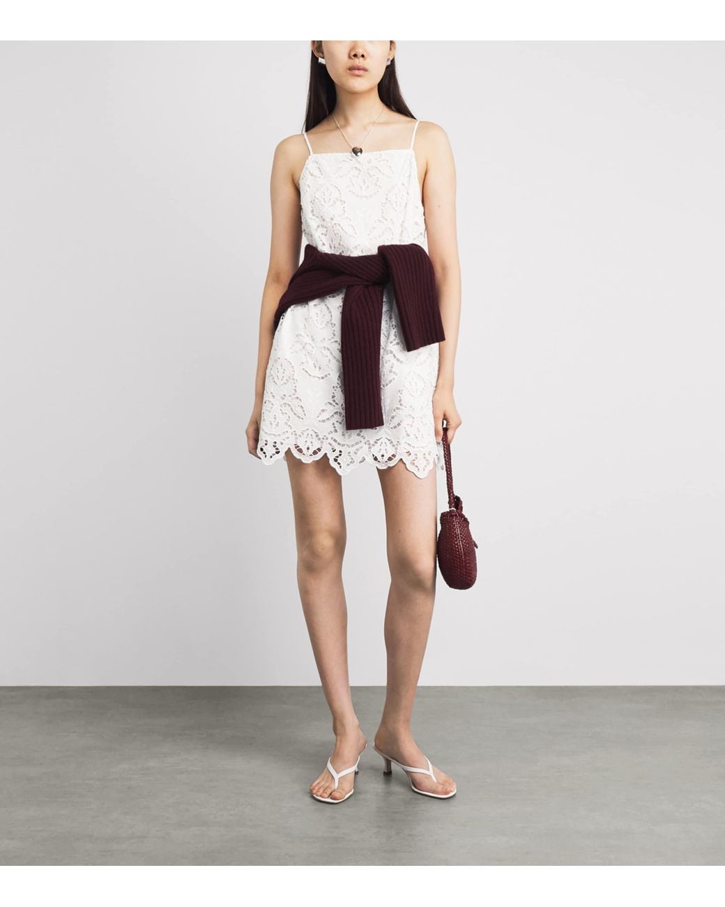 Toccin White Cotton Broderie Anglaise Olivera Mini Dress