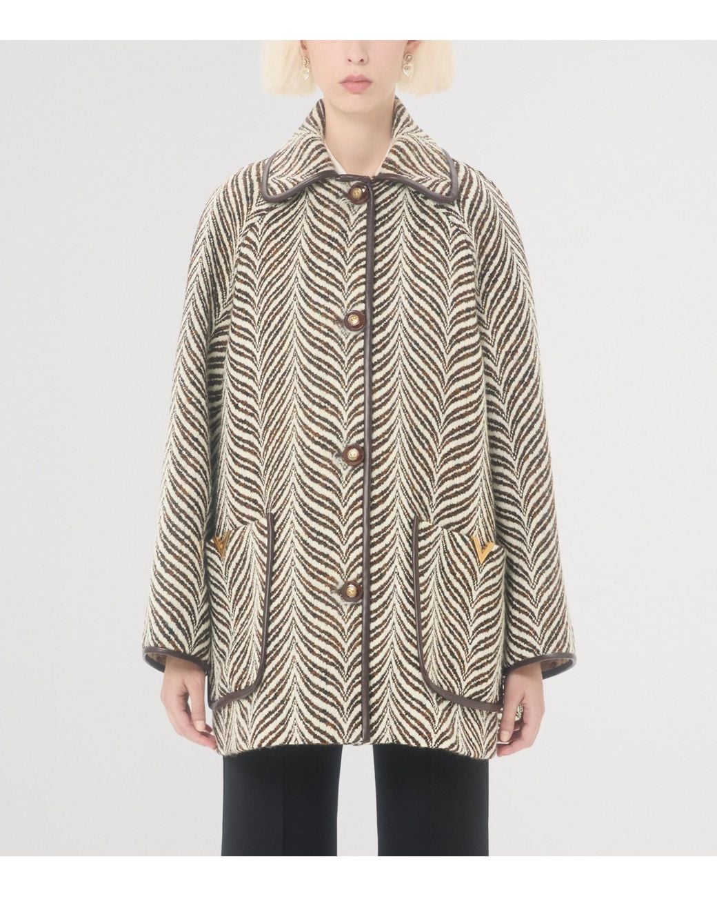 Valentino Natural Wool Cloth Caban