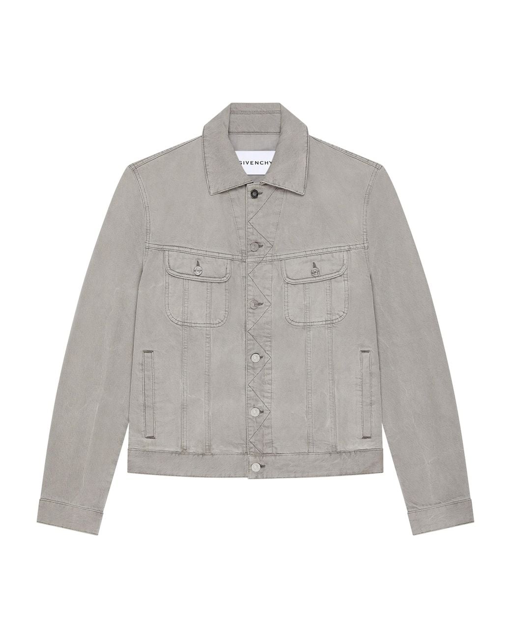 Givenchy Gray Crease-Effect Denim Jacket for men