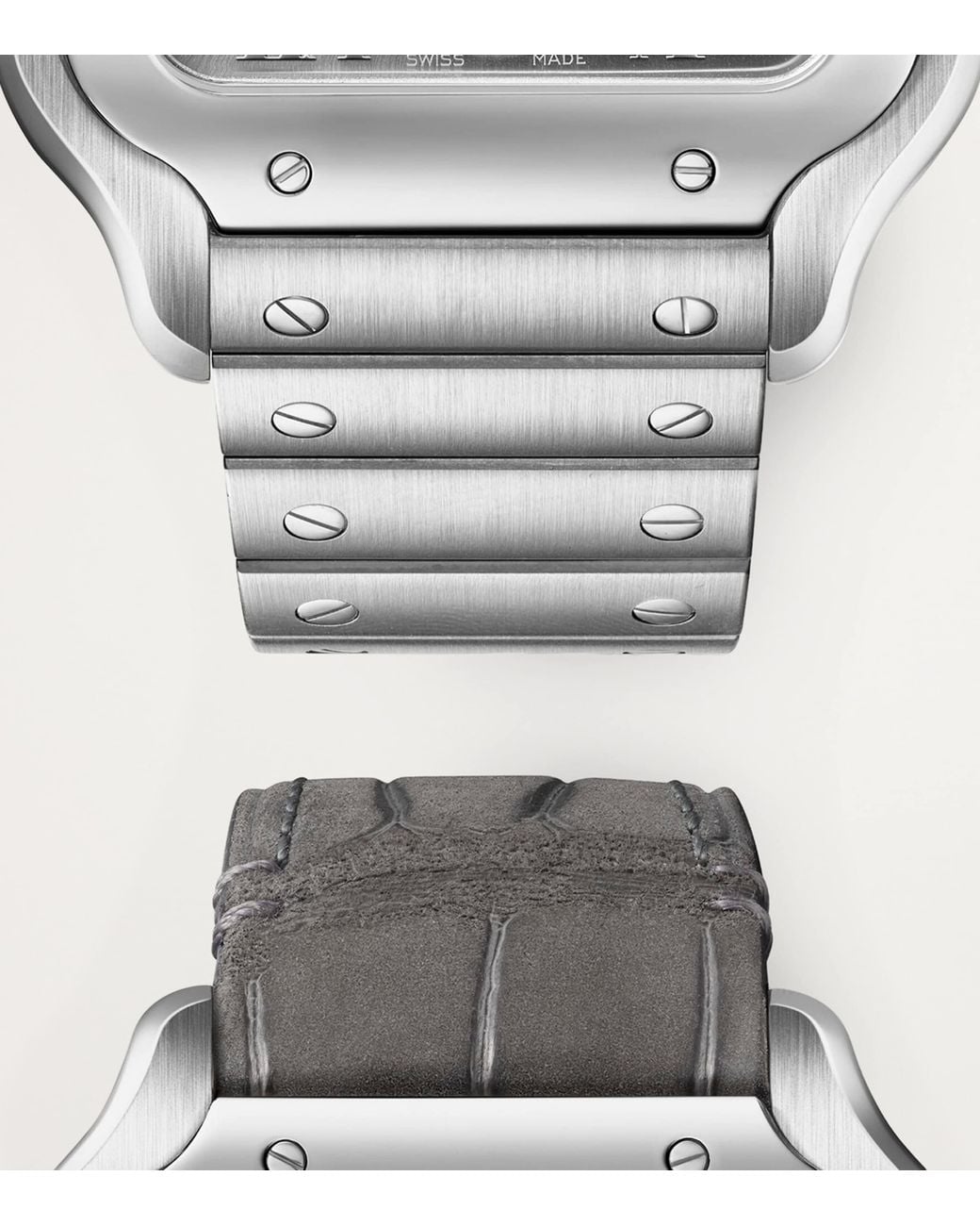 Cartier Gray Rhodium-Plated Santos De Dual Time Watch for men