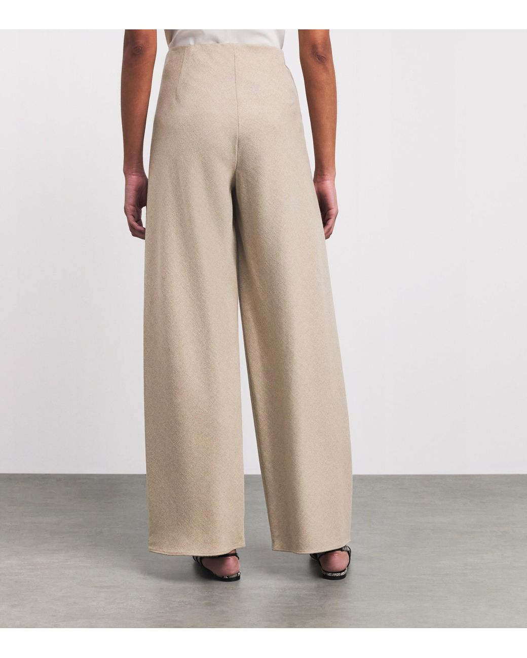 Vince Natural Wool-Blend Wide-Leg Trousers