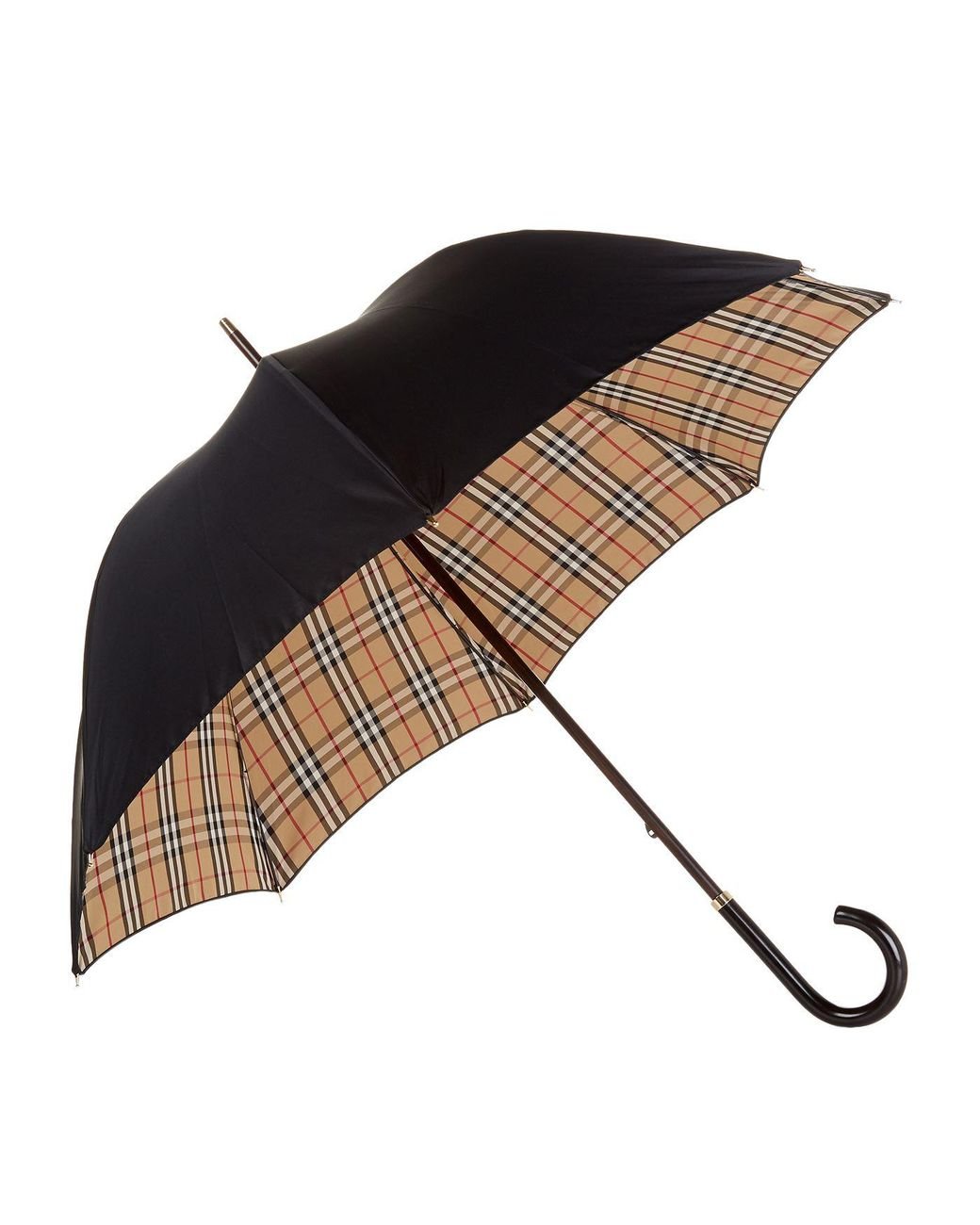 Burberry Heritage Check-lined Walking Umbrella in Black | Lyst