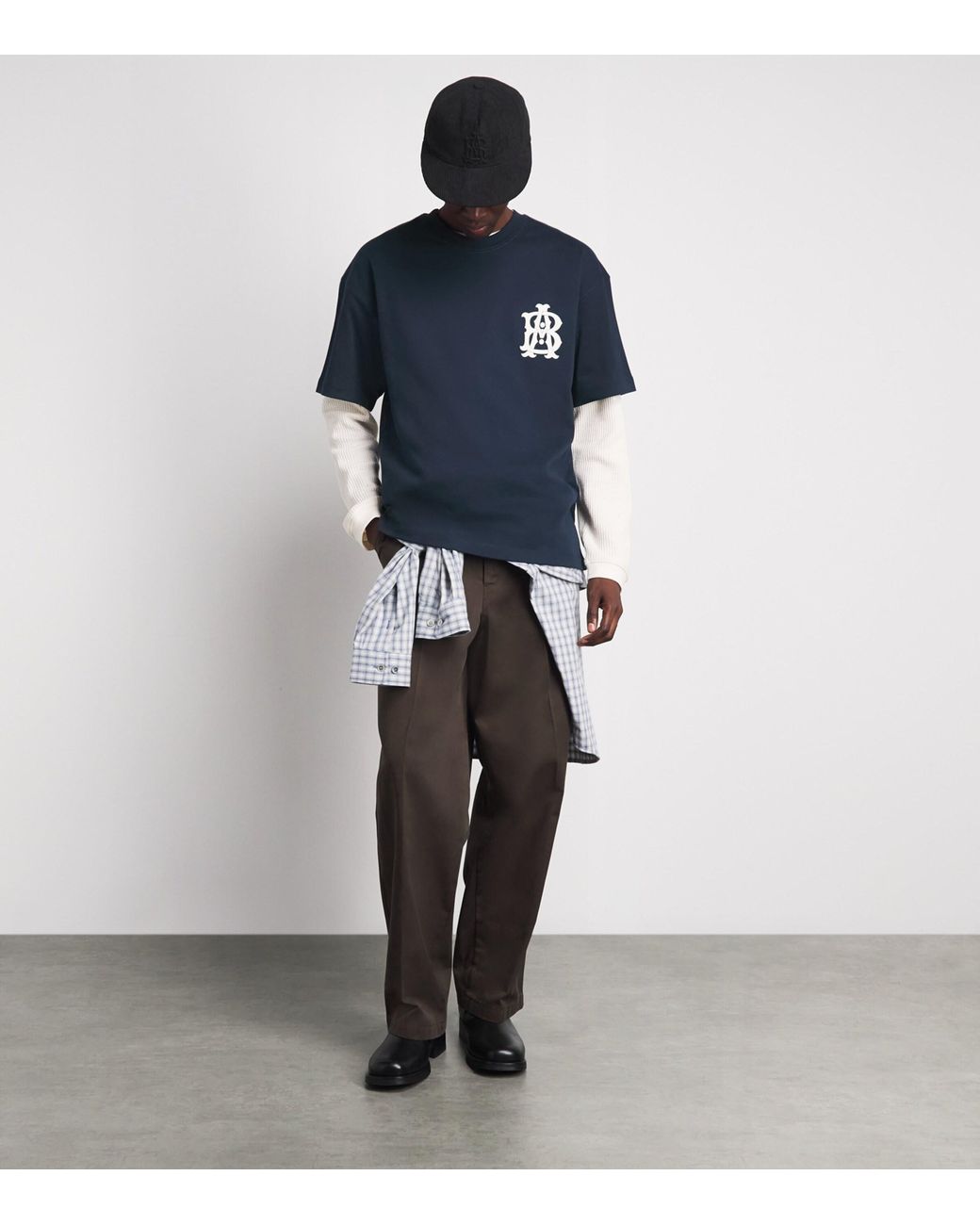About Blank Blue Oversized Monogram T-Shirt for men