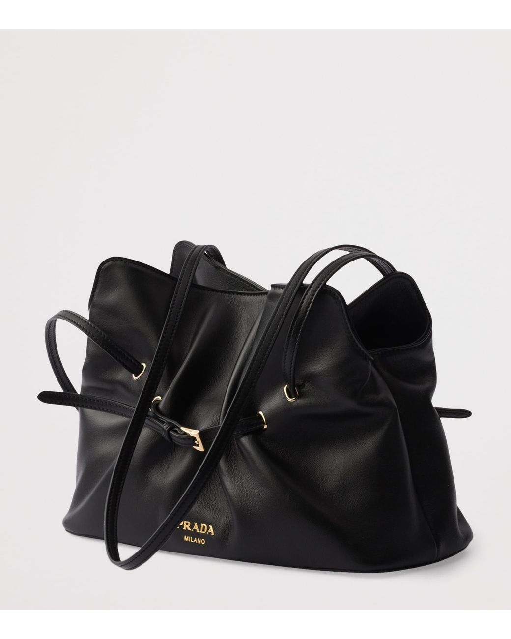 Prada Black Small Dada Leather Shoulder Bag