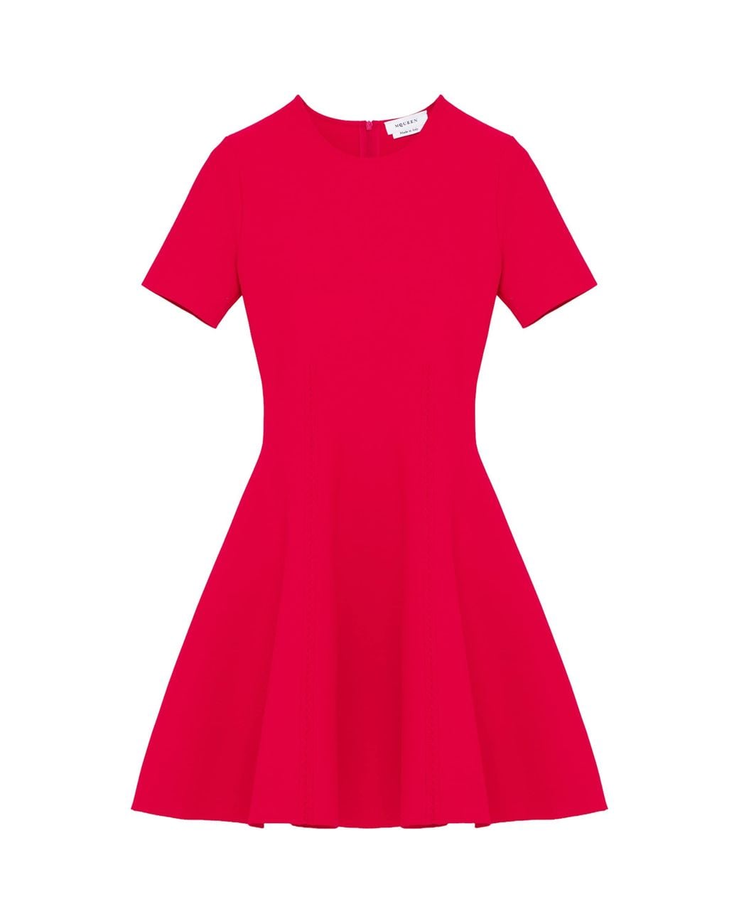 McQueen Red Short-Sleeve Mini Dress