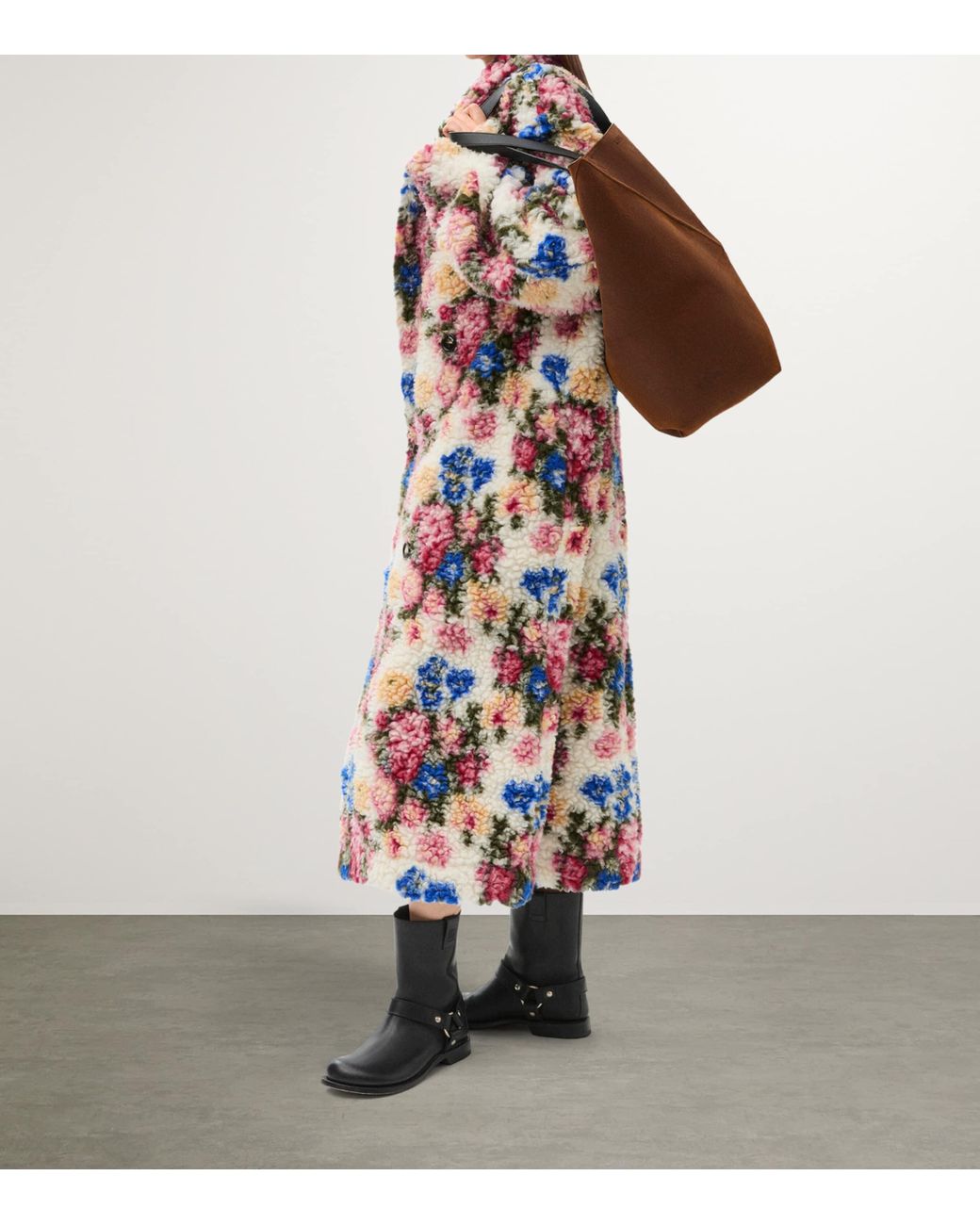 Loewe Belted Floral Double-Breasted Coat in White | Lyst