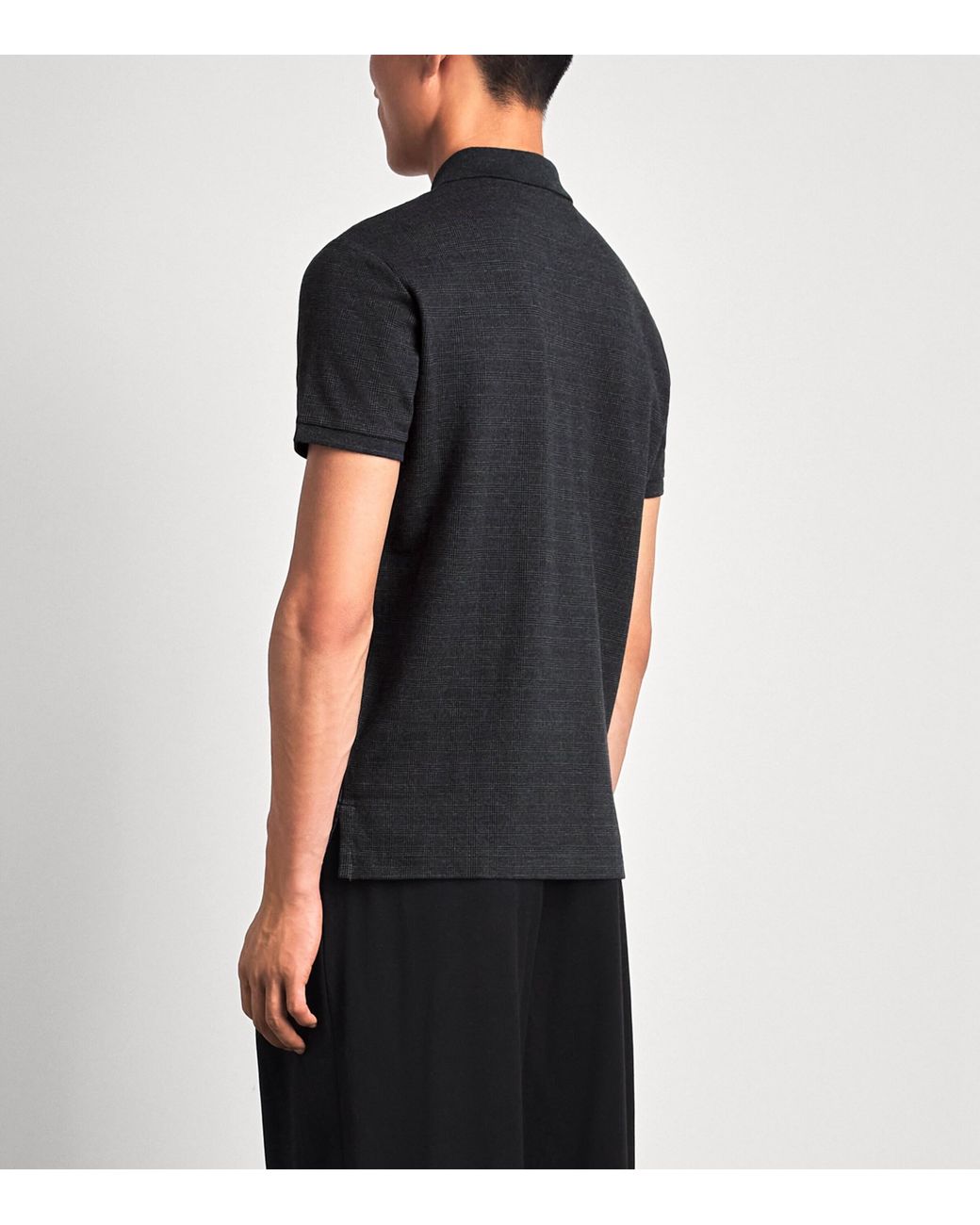 Polo Ralph Lauren Black Stretch-Cotton Check Custom-Slim Polo Shirt for men