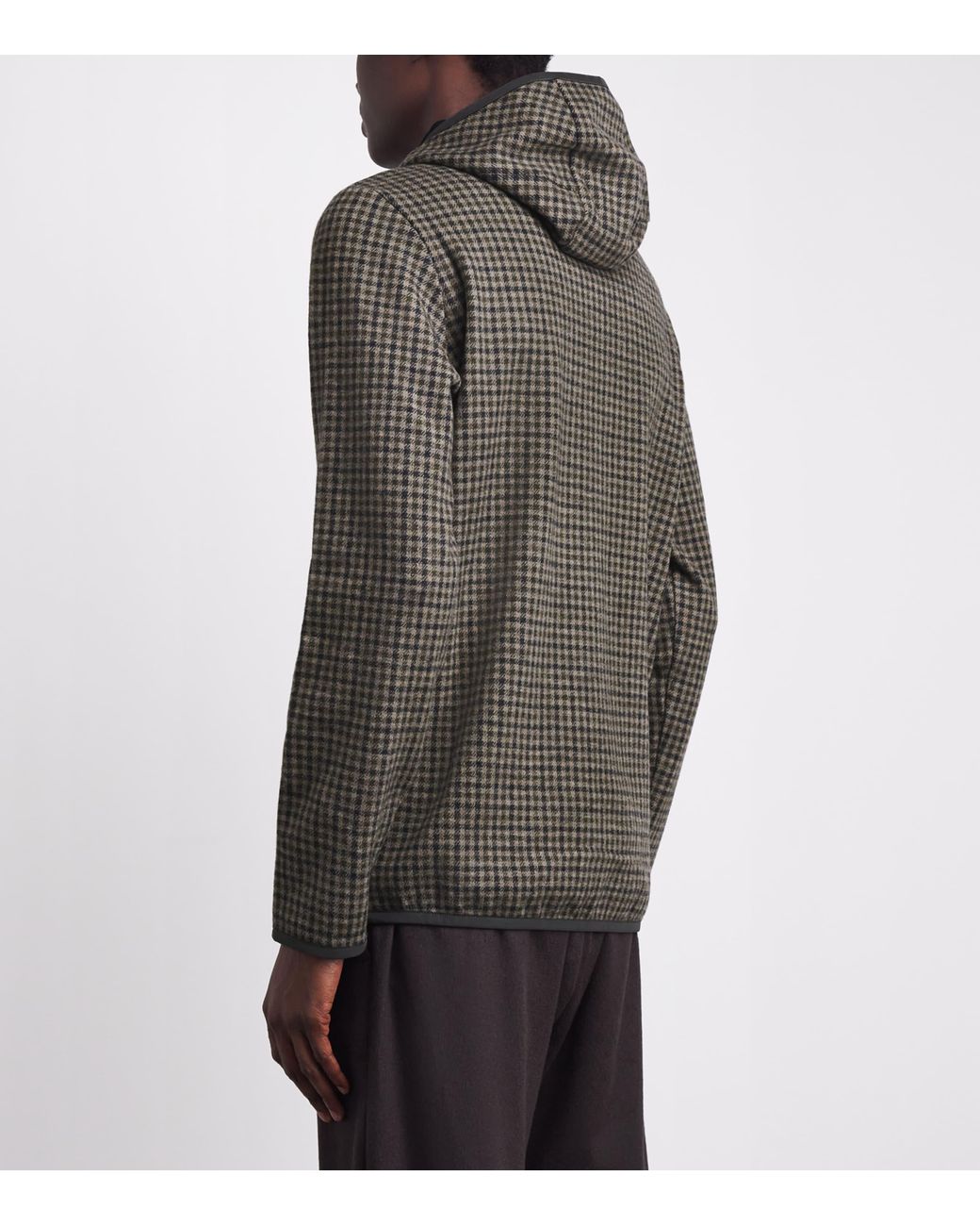 Sease Gray Virgin Wool-Blend Check Hoodie for men