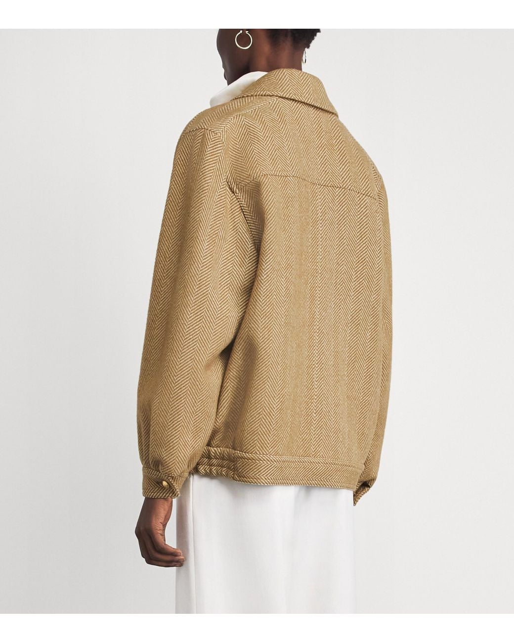 Blazé Milano Natural Wool-Cashmere Herringbone Cleo Bomber Jacket