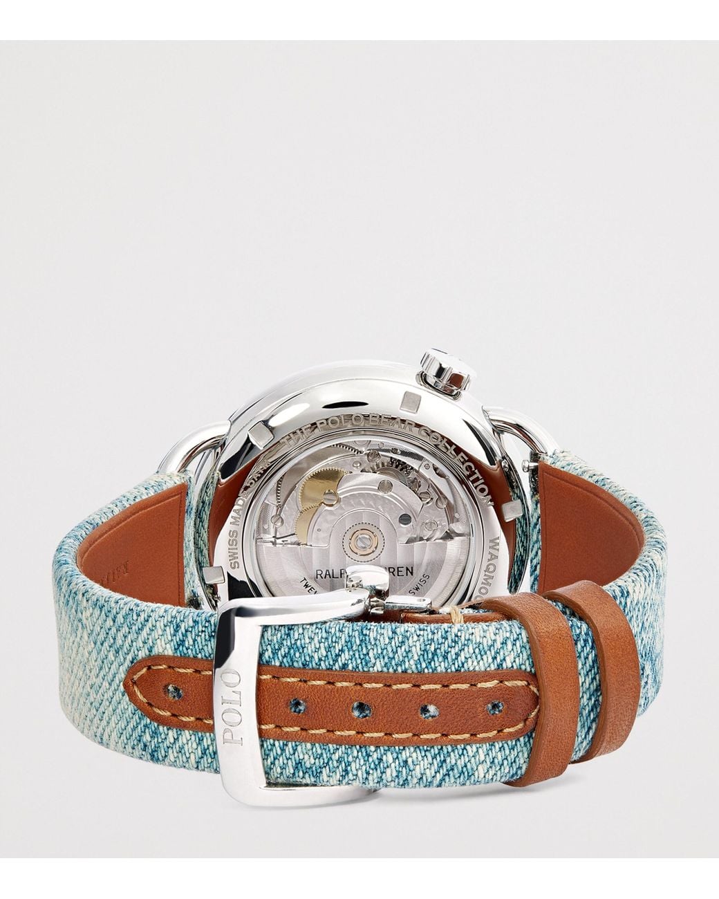 Polo Ralph Lauren Metallic Stainless Steel Denim Polo Bear Watch for men