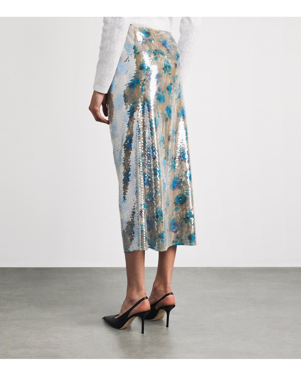 Tory Burch Blue Sequin Midi Skirt