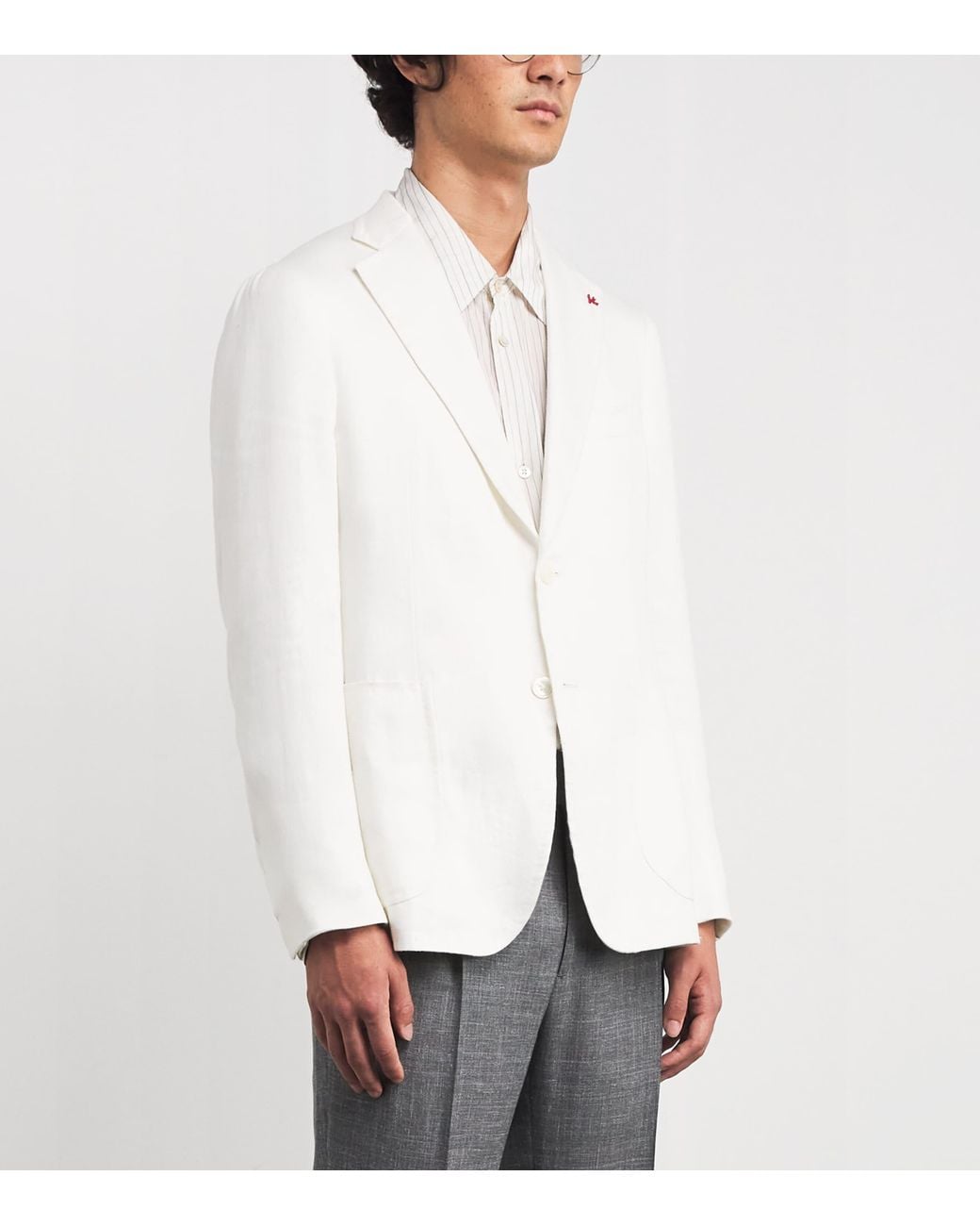 Isaia White Linen Capri Blazer for men