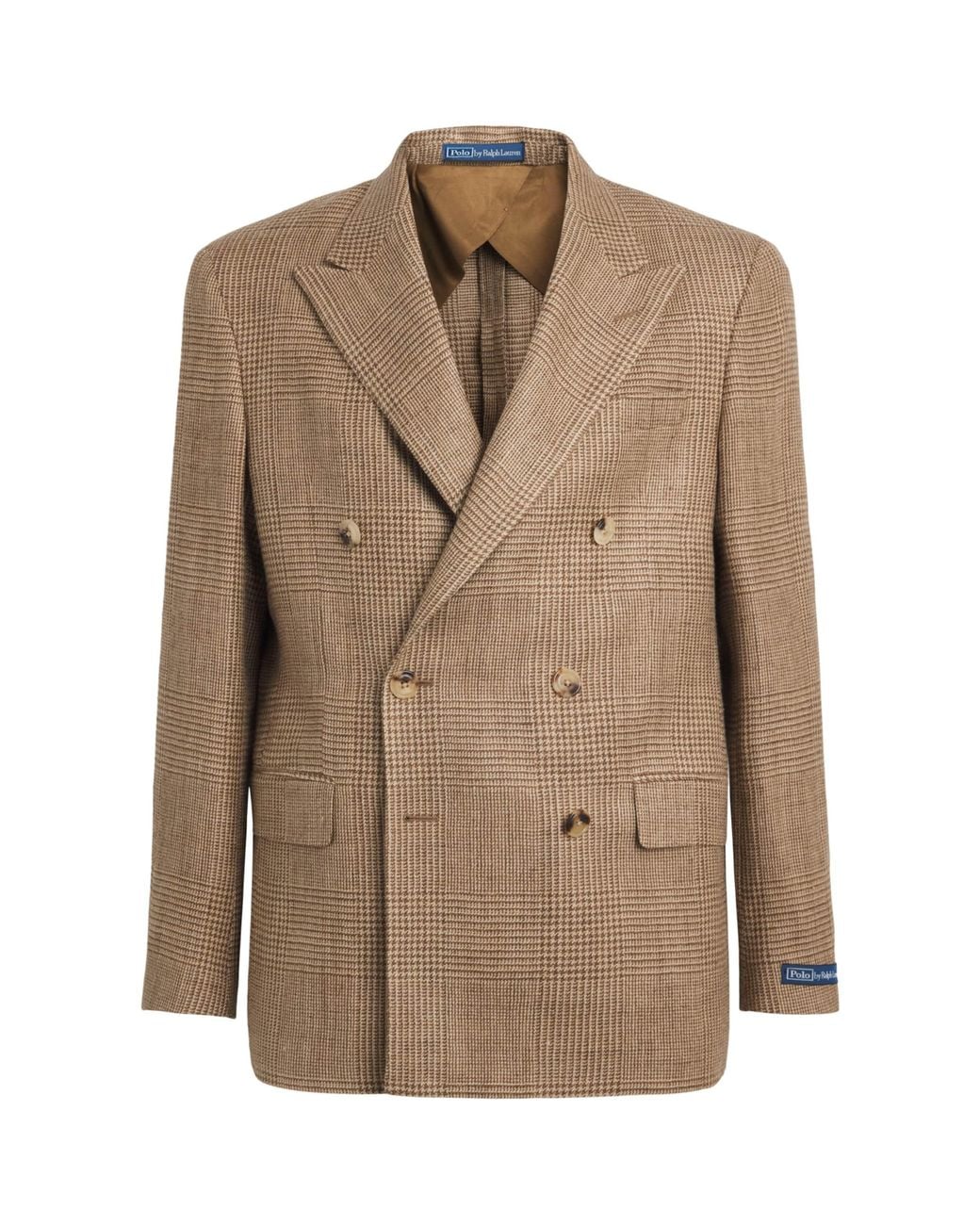Polo Ralph Lauren Brown Linen-Silk-Wool Glenplaid Blazer for men