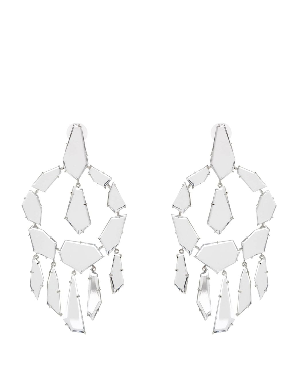 McQueen White Mirror Drop Earrings for men