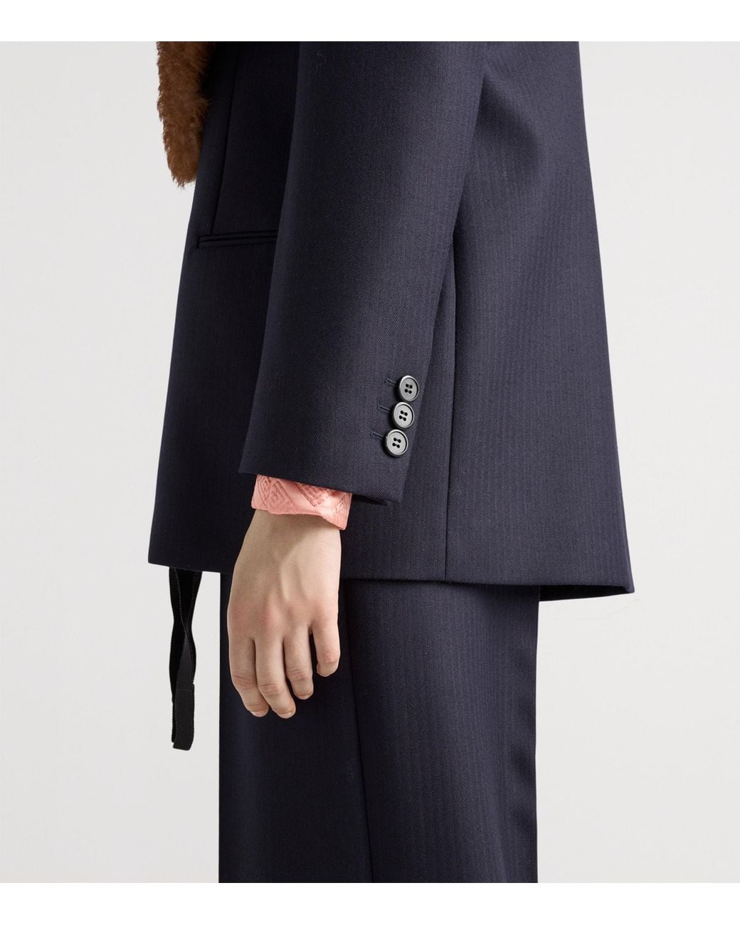 Prada Blue Wool Herringbone Blazer