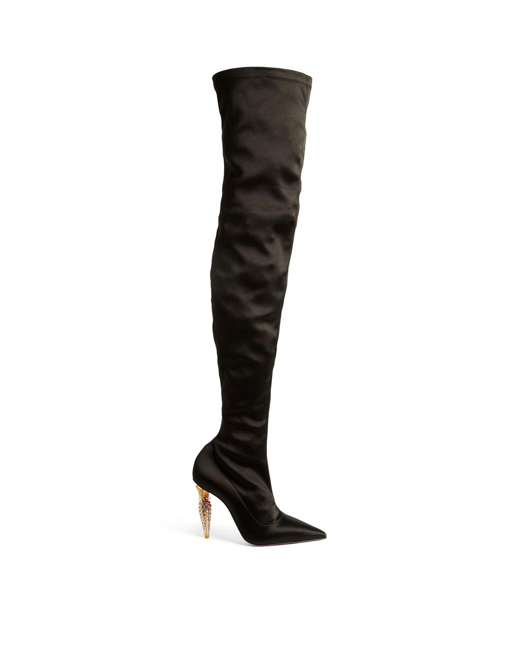 Christian Louboutin Lipstrass Botta Alta Satin Thigh Boots 100 in Black ...