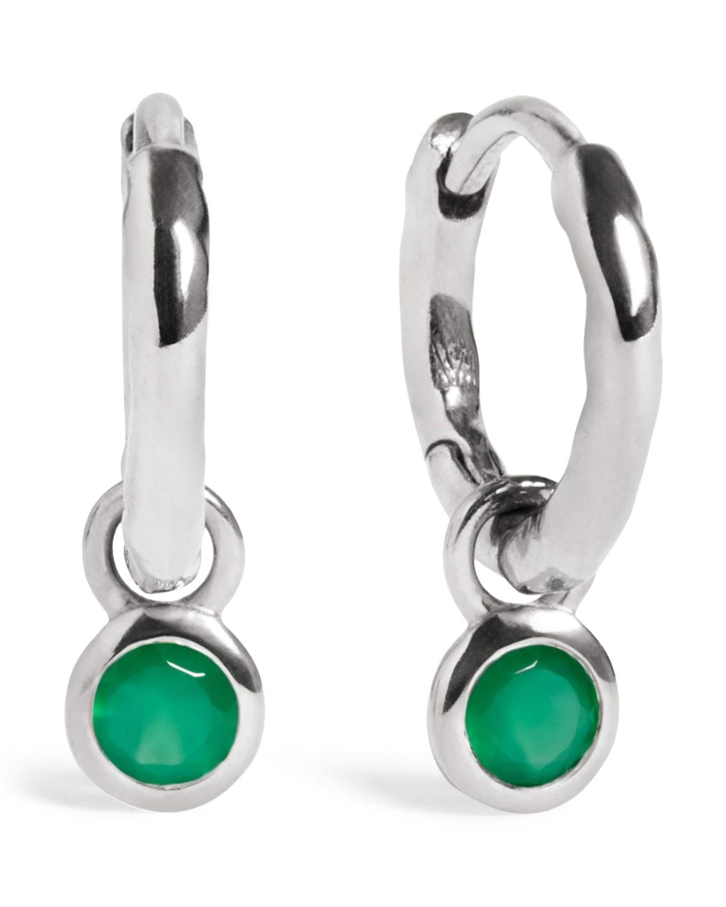 Monica Vinader Green Sterling And Onyx May Birthstone Huggie Earrings