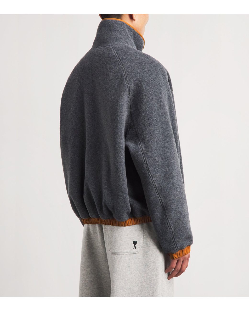AMI Gray Fleece Half-Zip Sweater for men