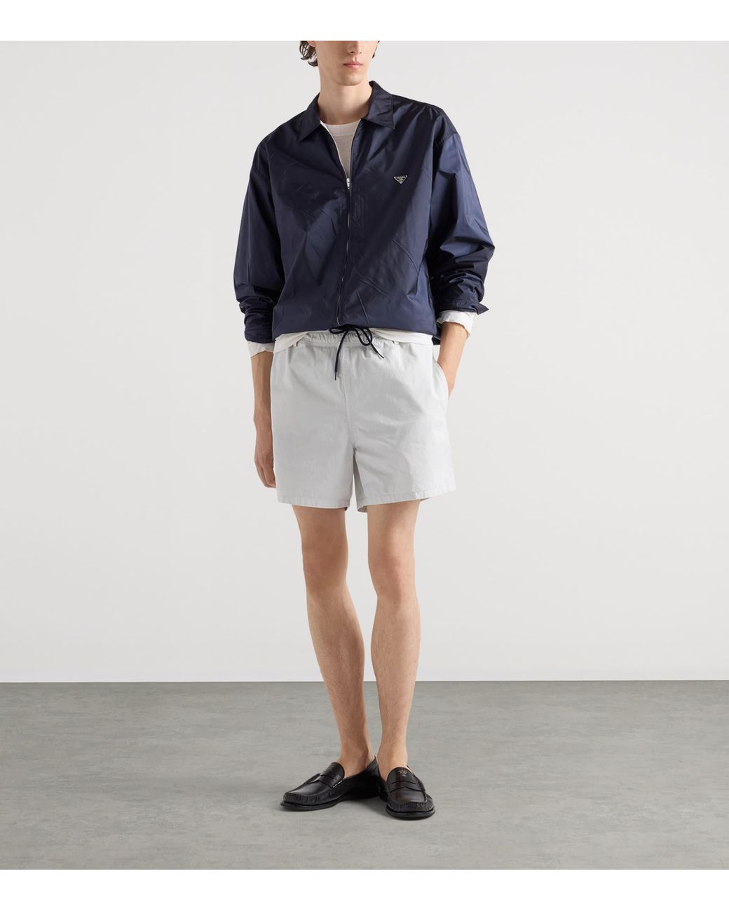 Prada Blue Re-Nylon Zip-Up Shirt for men