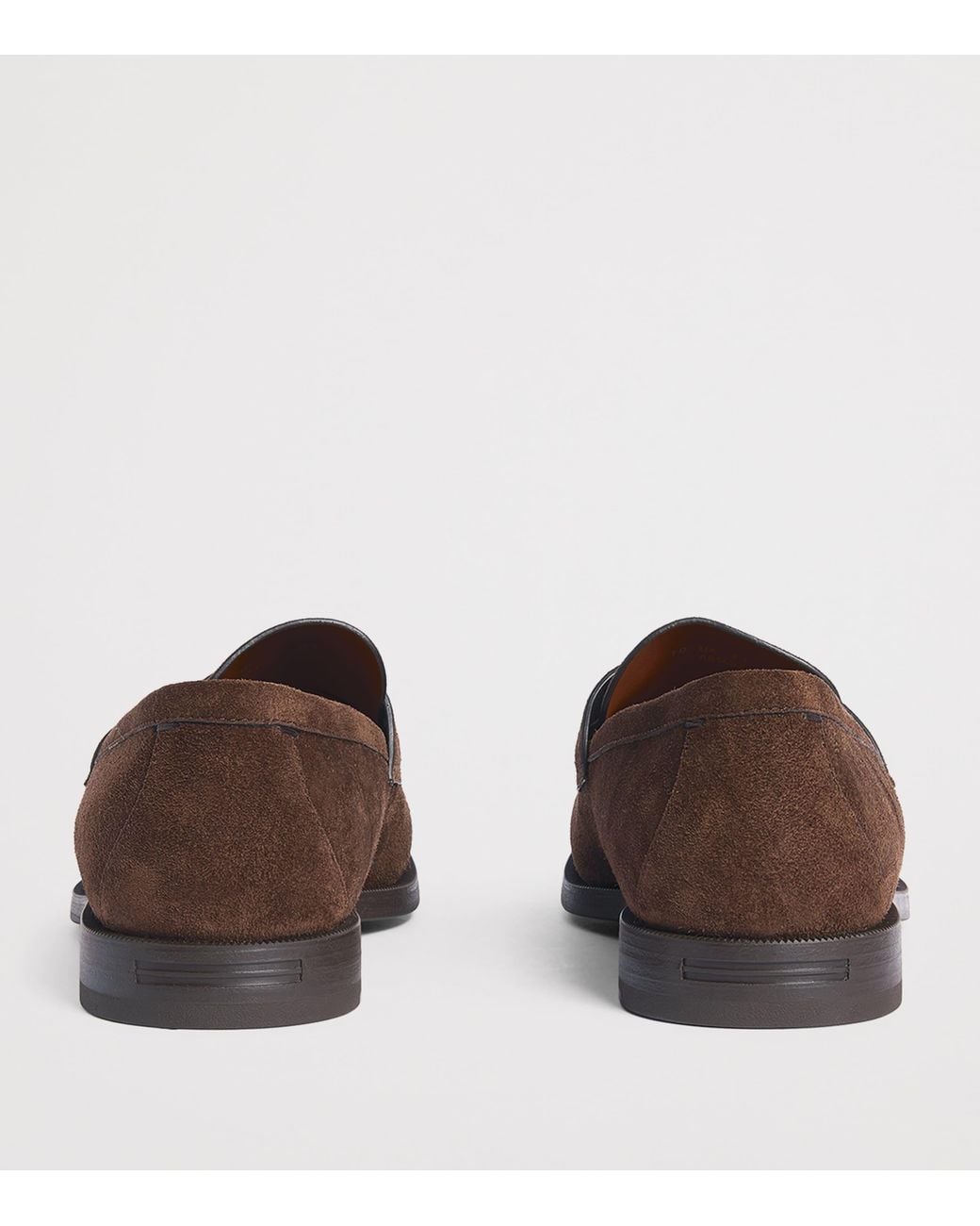 Zegna Brown Suede Penny Loafers
