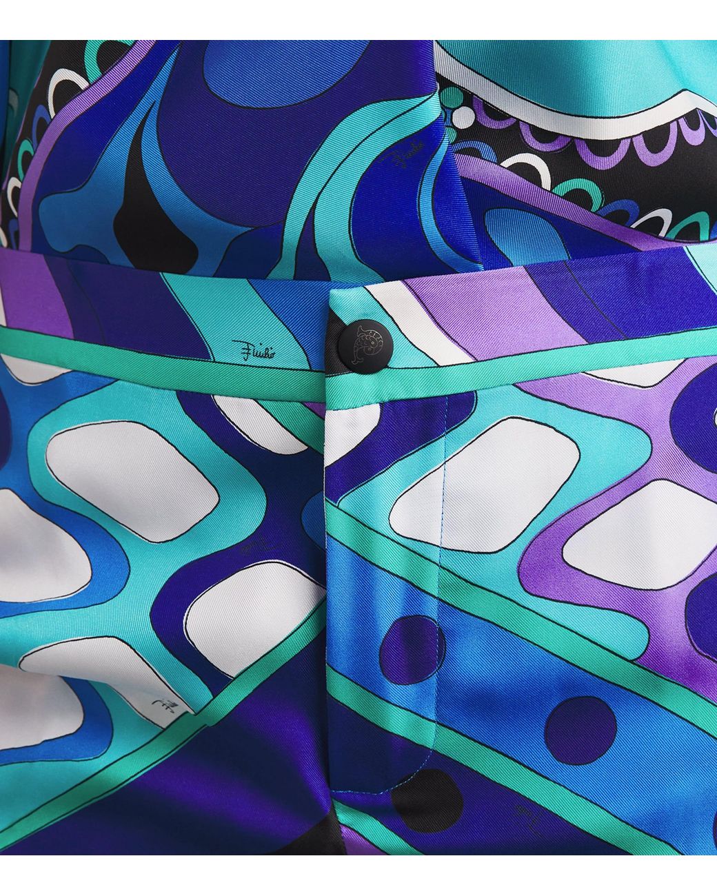 Emilio Pucci Blue Silk Vivara Wide-Leg Trousers