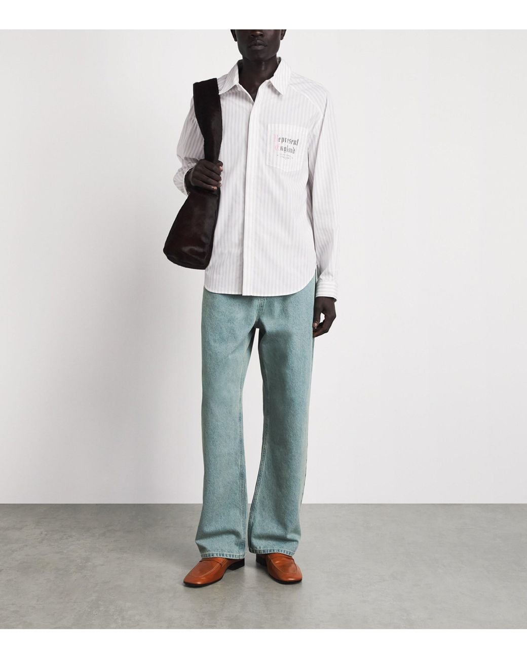 Represent White Cotton Pinstripe Shirt