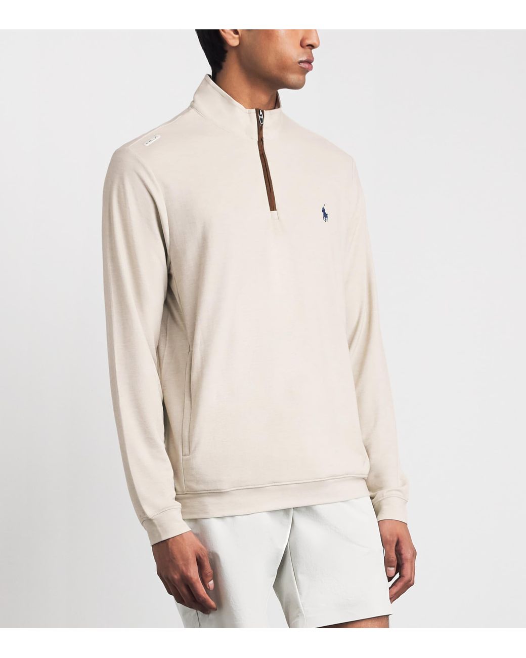 Ralph Lauren White Cotton-Blend Quarter-Zip Sweater for men