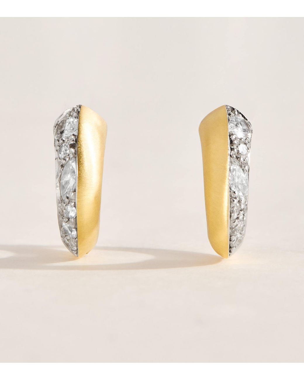 Jade Trau Natural Mini And Diamond Frankie Huggie Hoops